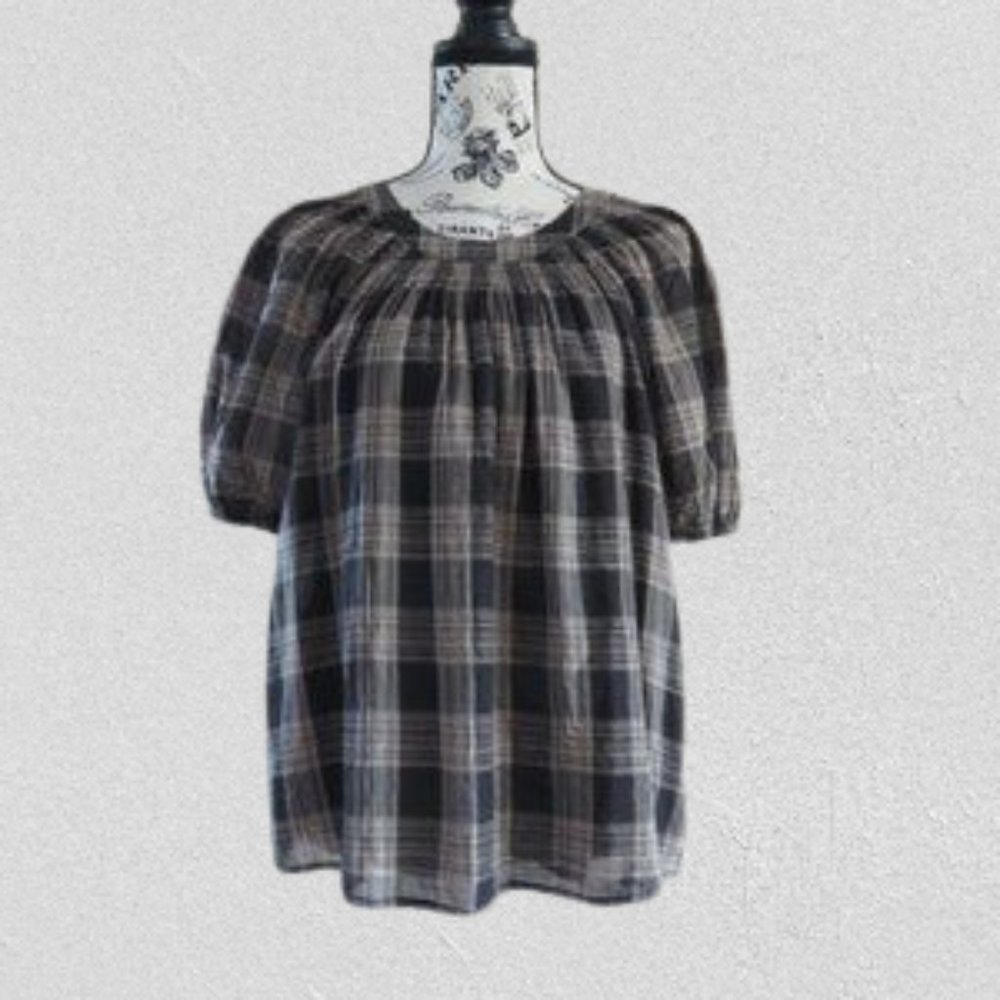LC Lauren Conrad Short Sleeve Top | Brown Plaid